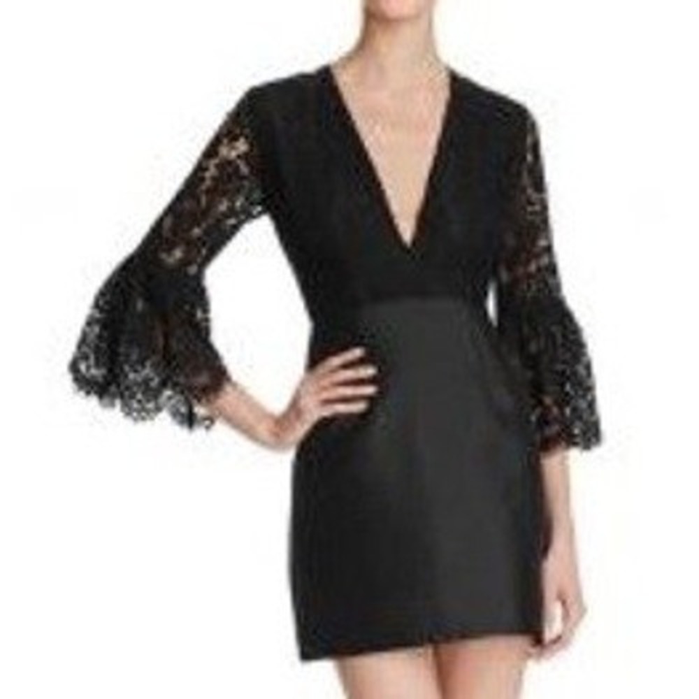 Mustard Seed Black Lace Bell Sleeve‎ Mini Dress Party Cocktail size S
